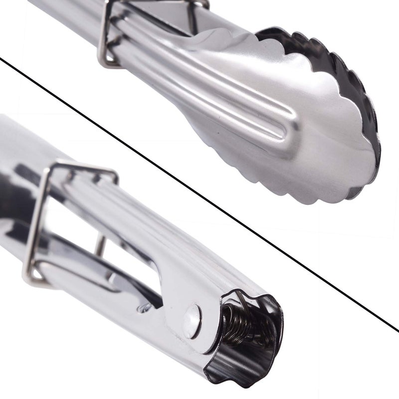 HINMAY Small Stainless Steel Serving Tongs 7-Inch Salad Tongs, Set of 3 (Silver) - Image 5